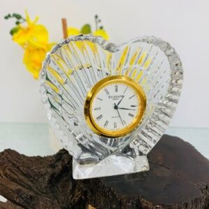 WATERFORD IRELAND CRYSTAL QUARTZ HEART SHAPE CLOCK